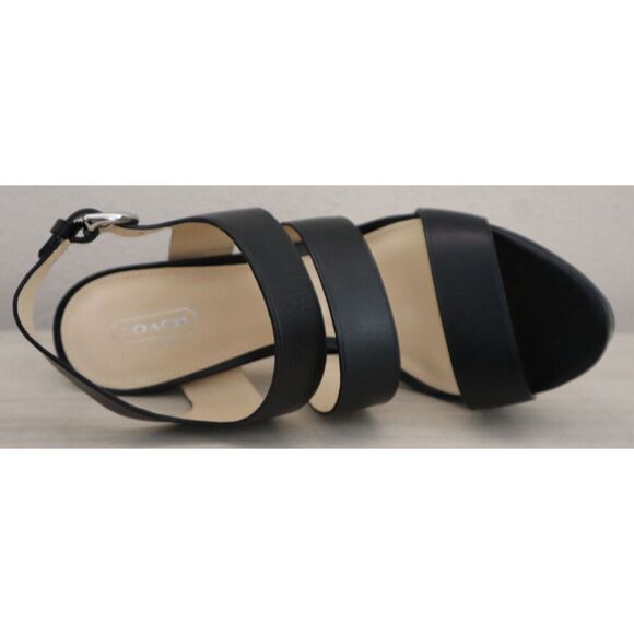 Coach Q1375 Women's Sz 10B Black Bertta Vachetta Leather Heeled Sandals - Picture 7 of 13